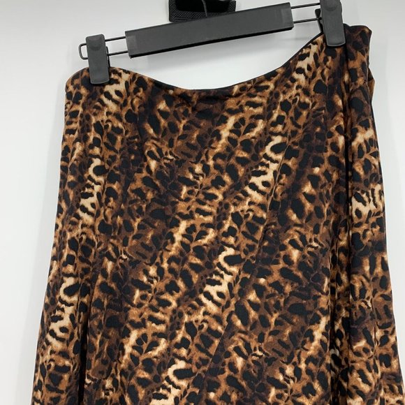 Calvin Klein Dress One Shoulder Leopard Print Mini Brown Black - Picture 14 of 15